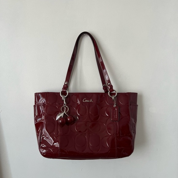 Coach Burgundy Patent Leather Tote - Picture 2 of 10